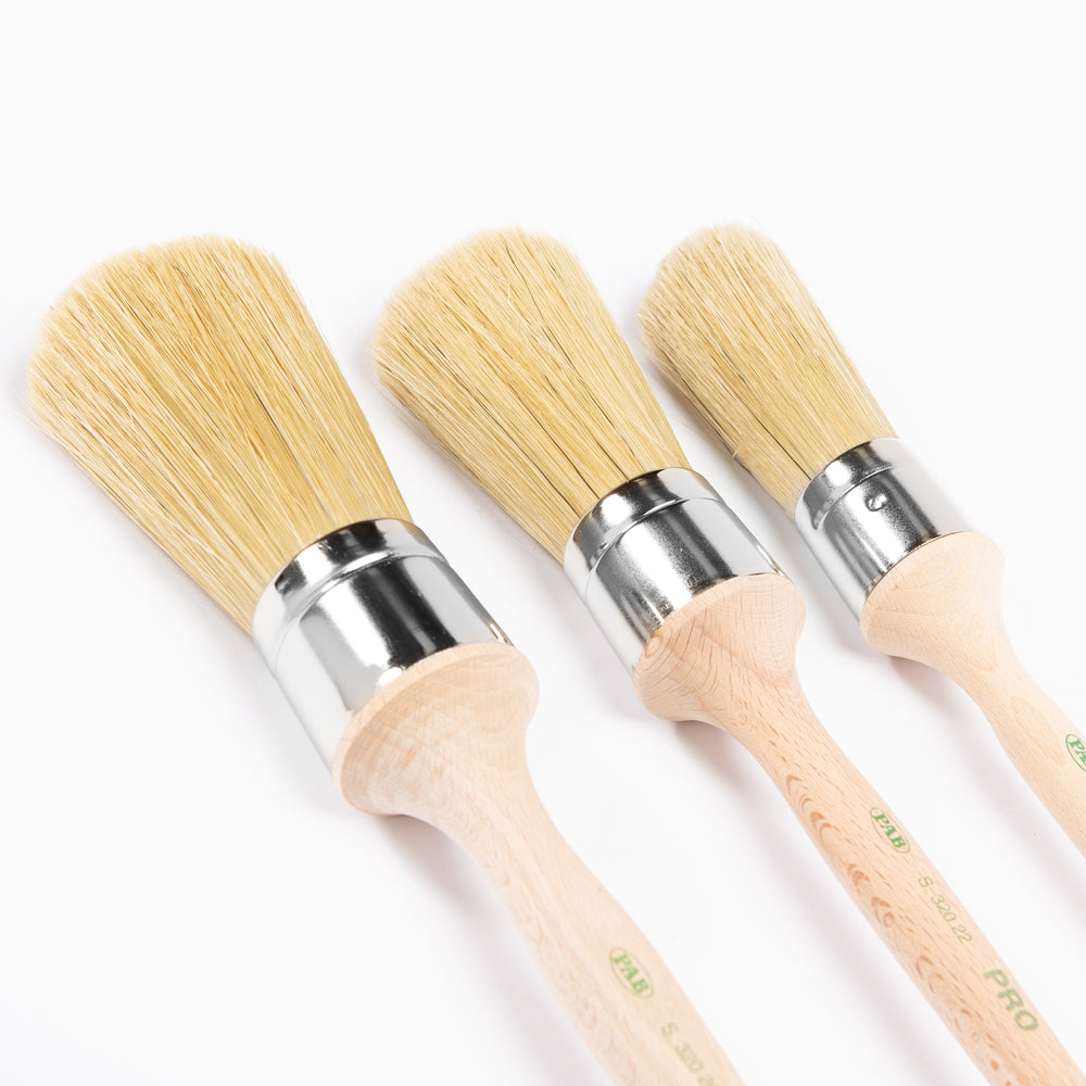 PAB "Strozzato" Pure Bristle, Round, Extra Long Raw Wooden Handle Brush