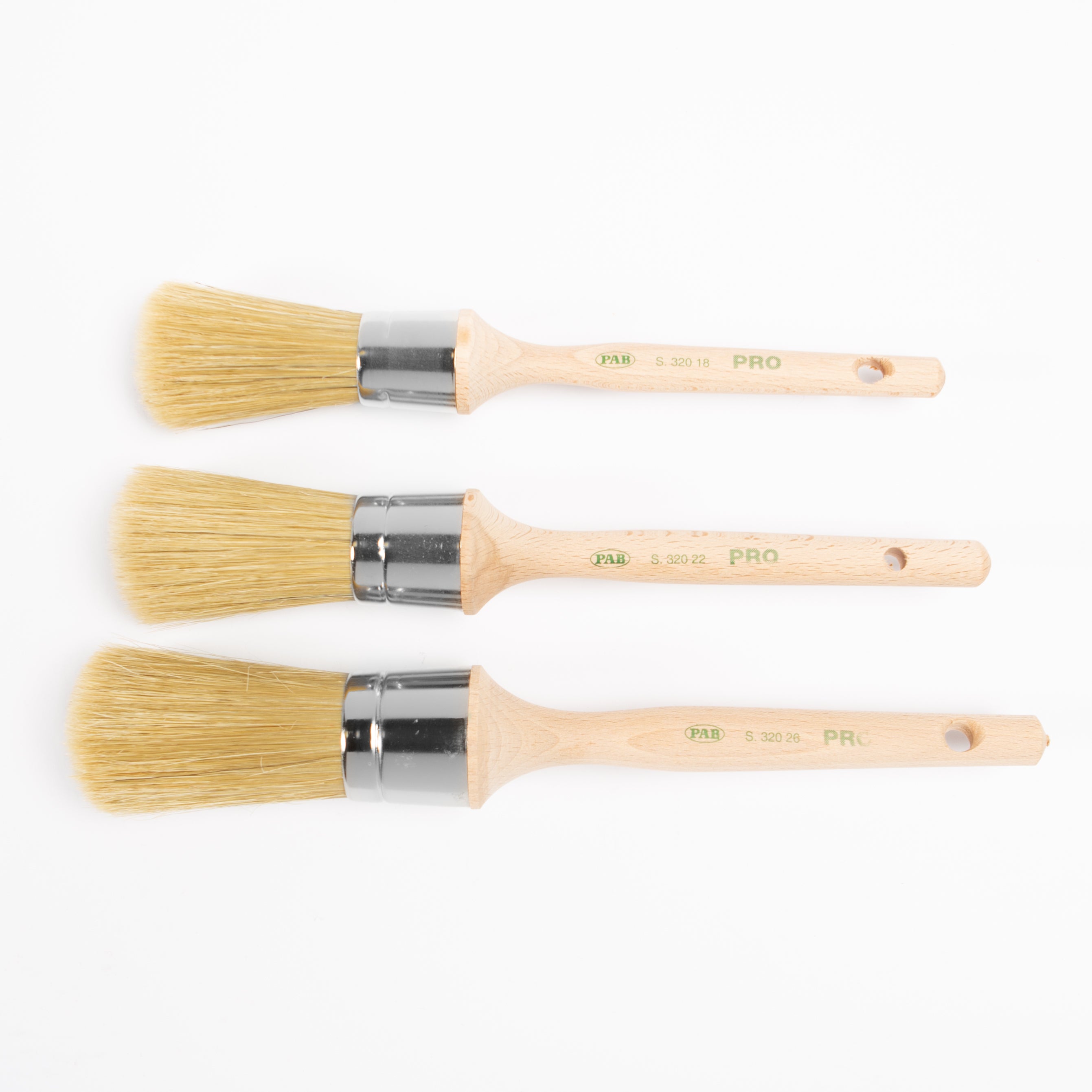 PAB "Strozzato" Pure Bristle, Round, Extra Long Raw Wooden Handle Brush